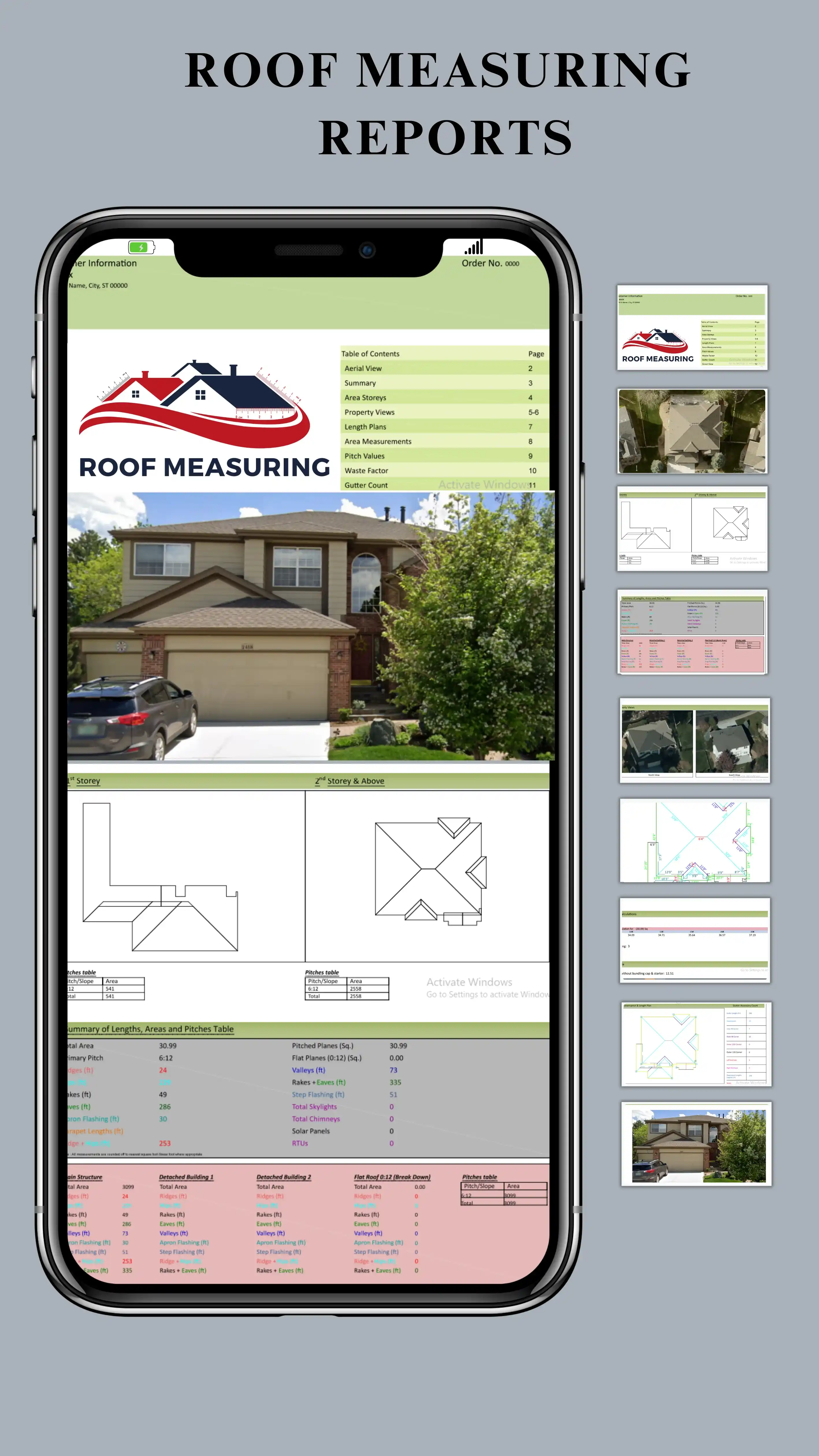 RoofMeasuring report options